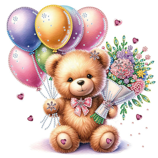 Birthday Teddy Bear - Special Shaped Drill Diamond Painting 30*30CM