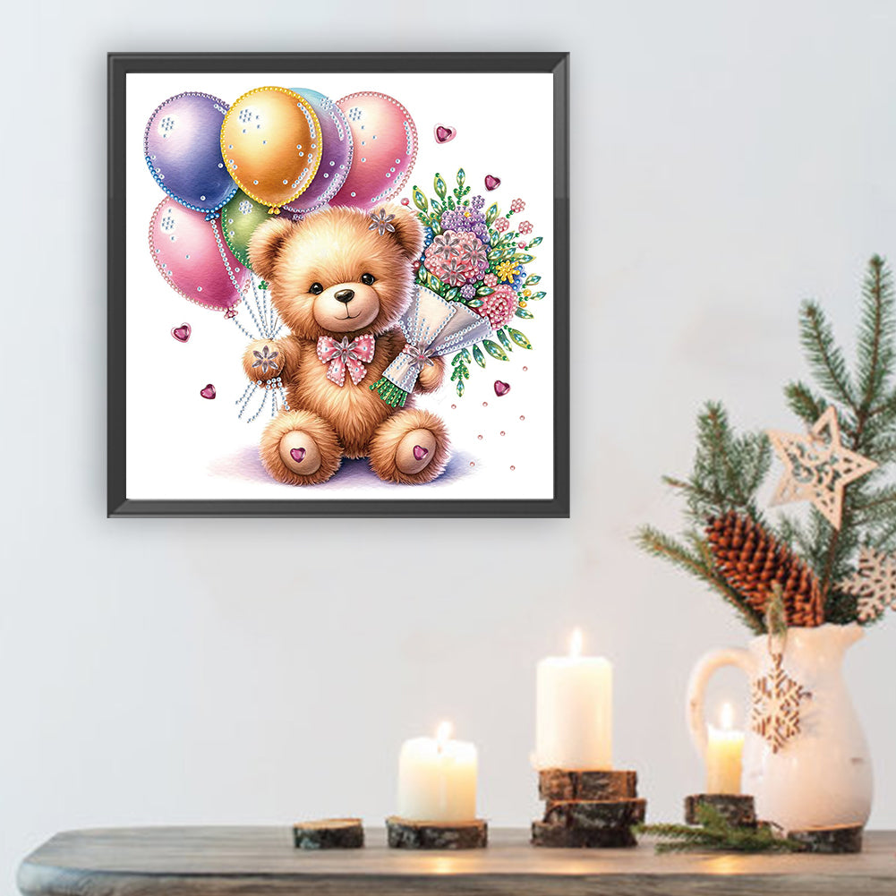 Birthday Teddy Bear - Special Shaped Drill Diamond Painting 30*30CM