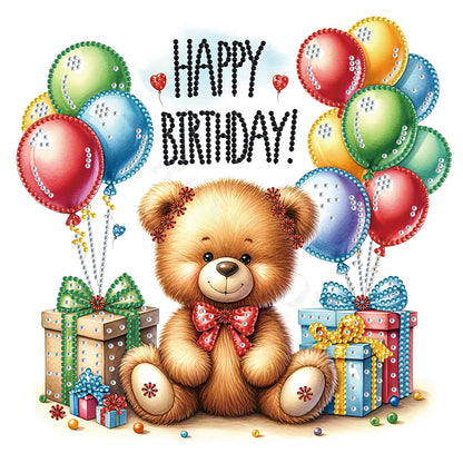 Birthday Teddy Bear - Special Shaped Drill Diamond Painting 30*30CM