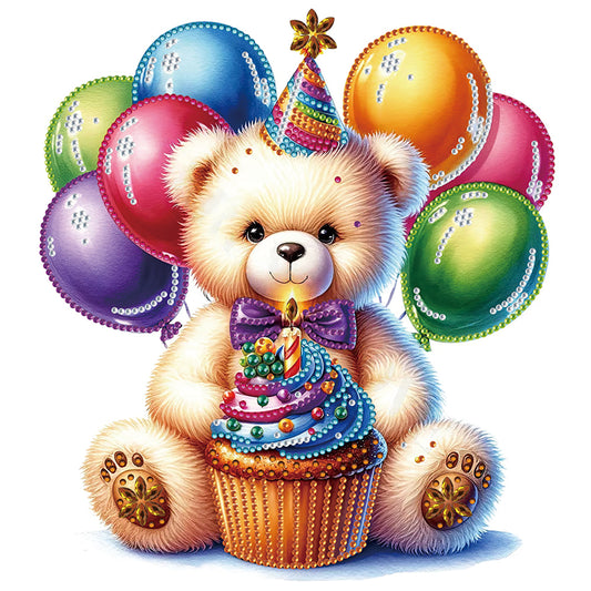 Birthday Teddy Bear - Special Shaped Drill Diamond Painting 30*30CM