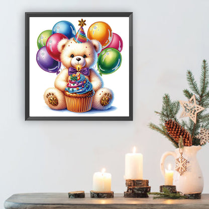 Birthday Teddy Bear - Special Shaped Drill Diamond Painting 30*30CM