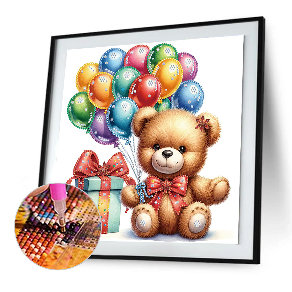 Birthday Teddy Bear - Special Shaped Drill Diamond Painting 30*30CM