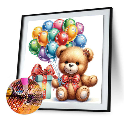 Birthday Teddy Bear - Special Shaped Drill Diamond Painting 30*30CM