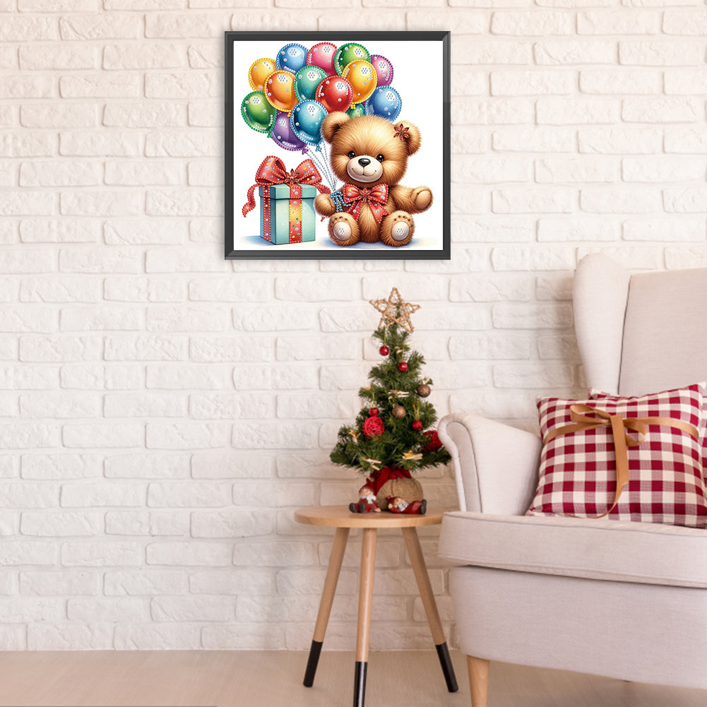 Birthday Teddy Bear - Special Shaped Drill Diamond Painting 30*30CM