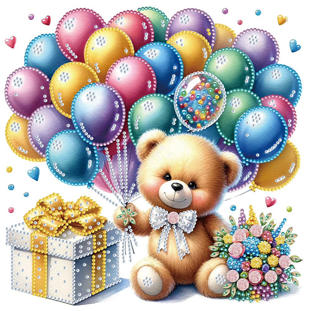 Birthday Teddy Bear - Special Shaped Drill Diamond Painting 30*30CM