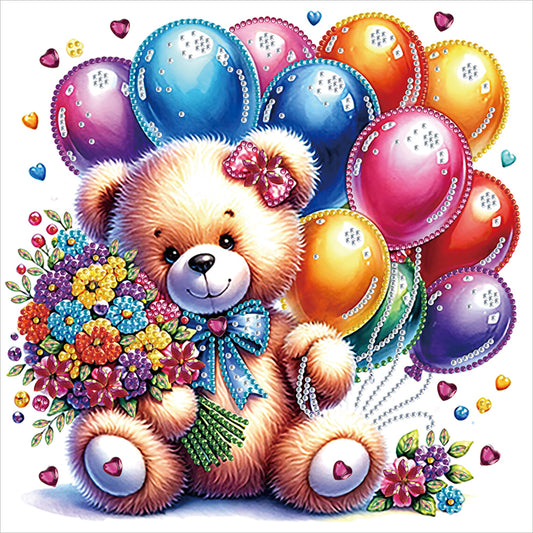 Birthday Teddy Bear - Special Shaped Drill Diamond Painting 30*30CM