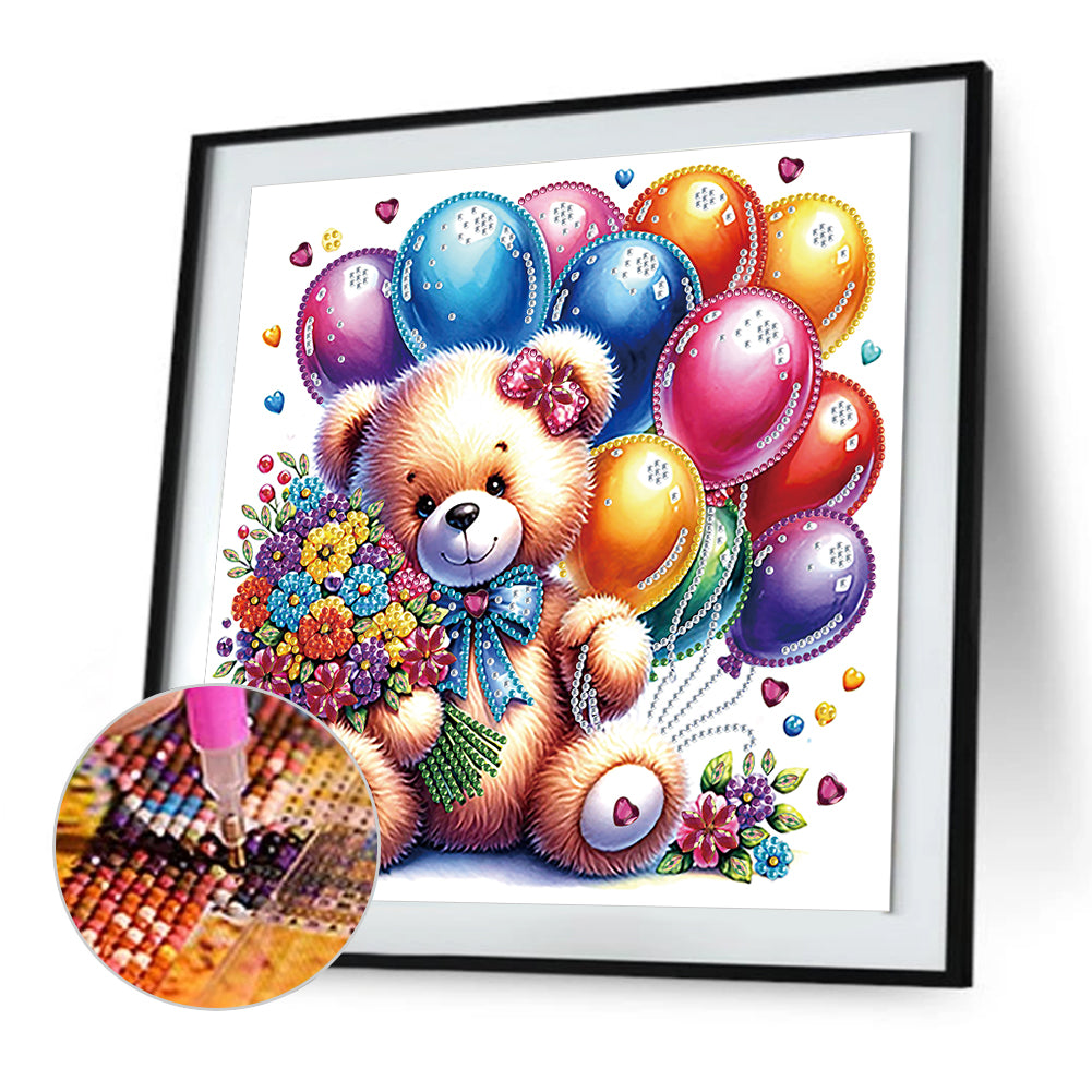 Birthday Teddy Bear - Special Shaped Drill Diamond Painting 30*30CM