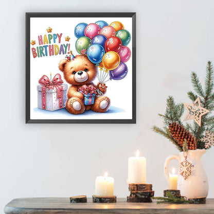 Birthday Teddy Bear - Special Shaped Drill Diamond Painting 30*30CM