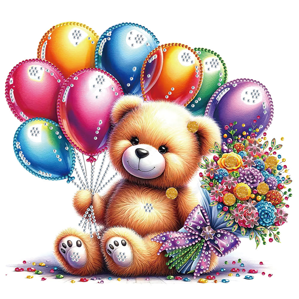 Birthday Teddy Bear - Special Shaped Drill Diamond Painting 30*30CM