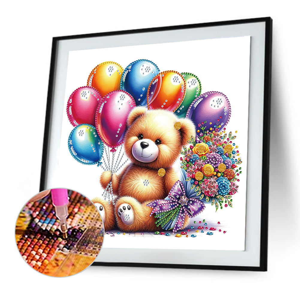 Birthday Teddy Bear - Special Shaped Drill Diamond Painting 30*30CM