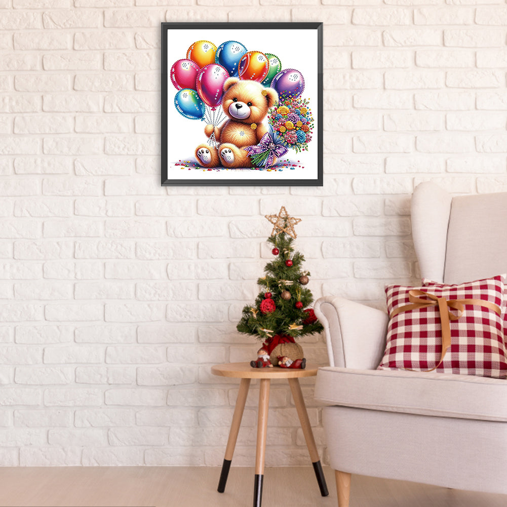 Birthday Teddy Bear - Special Shaped Drill Diamond Painting 30*30CM