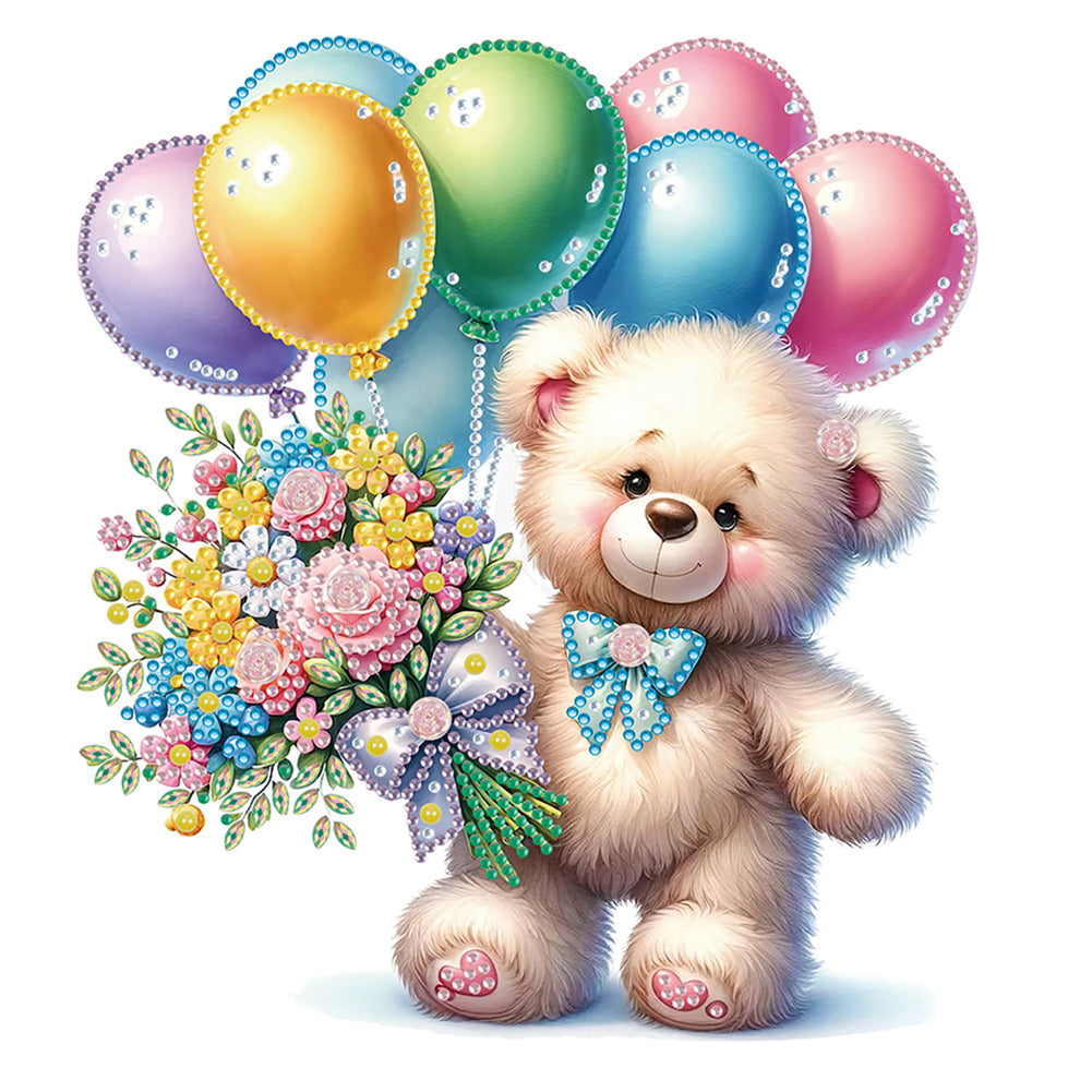 Birthday Teddy Bear - Special Shaped Drill Diamond Painting 30*30CM