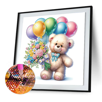 Birthday Teddy Bear - Special Shaped Drill Diamond Painting 30*30CM