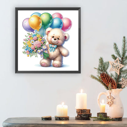 Birthday Teddy Bear - Special Shaped Drill Diamond Painting 30*30CM