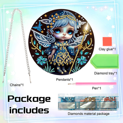 Acrylic Single-Sided 5D DIY Diamond Painting Hanging Pendant(Girl with the Wand)