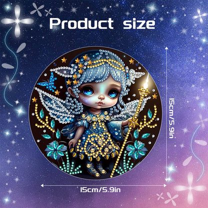 Acrylic Single-Sided 5D DIY Diamond Painting Hanging Pendant(Girl with the Wand)