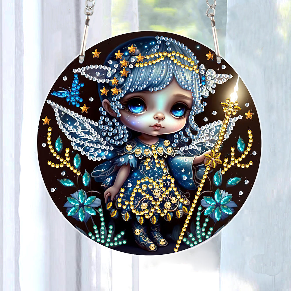 Acrylic Single-Sided 5D DIY Diamond Painting Hanging Pendant(Girl with the Wand)