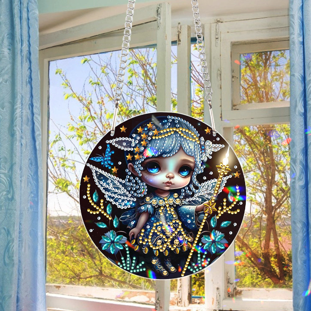 Acrylic Single-Sided 5D DIY Diamond Painting Hanging Pendant(Girl with the Wand)