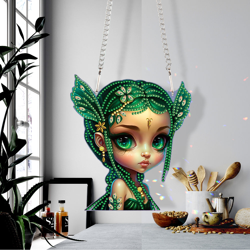 Acrylic Single-Sided 5D DIY Diamond Painting Hanging Pendant (Demon Girl)