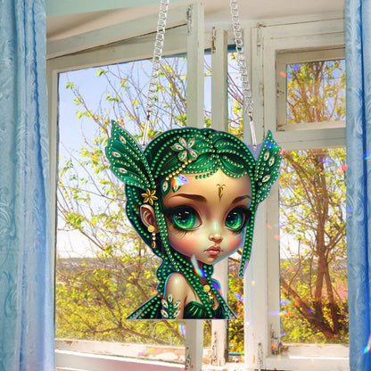 Acrylic Single-Sided 5D DIY Diamond Painting Hanging Pendant (Demon Girl)