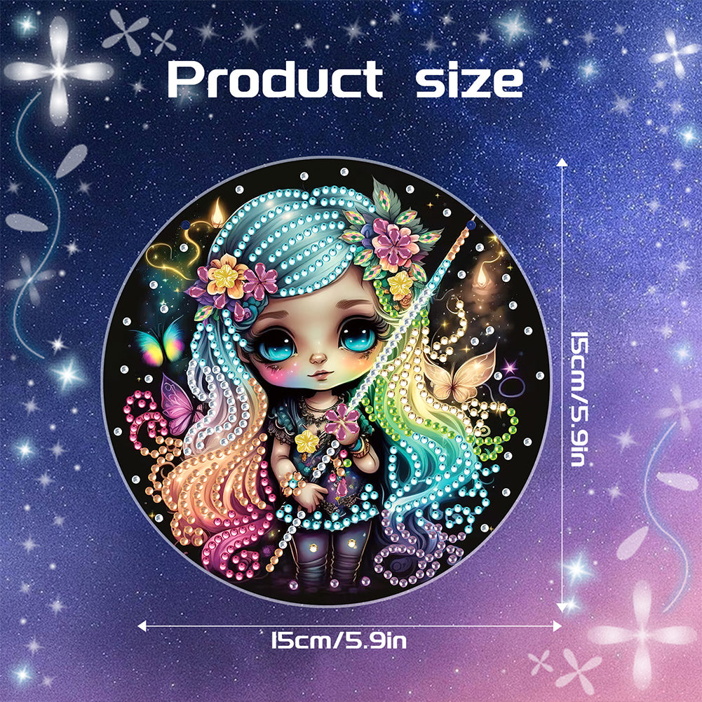 Acrylic Single-Sided Diamond Painting Hanging Pendant (Fluorescent Hair Girl)