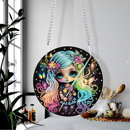 Acrylic Single-Sided Diamond Painting Hanging Pendant (Fluorescent Hair Girl)