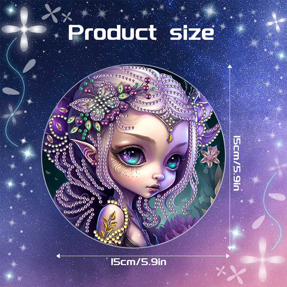 Acrylic Single-Sided 5D DIY Diamond Painting Hanging Pendant(Purple-Haired Girl)