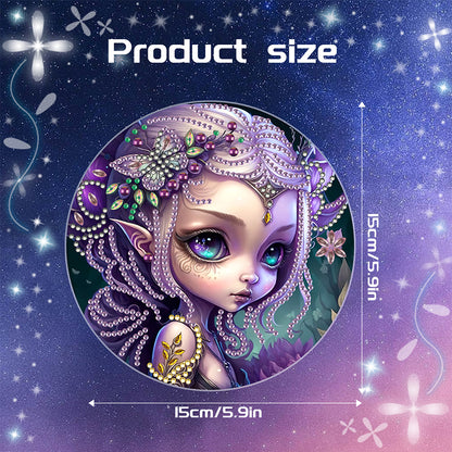 Acrylic Single-Sided 5D DIY Diamond Painting Hanging Pendant(Purple-Haired Girl)