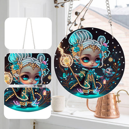 Acrylic Single-Sided Diamond Painting Hanging Pendant (Girl and Magic Wand)