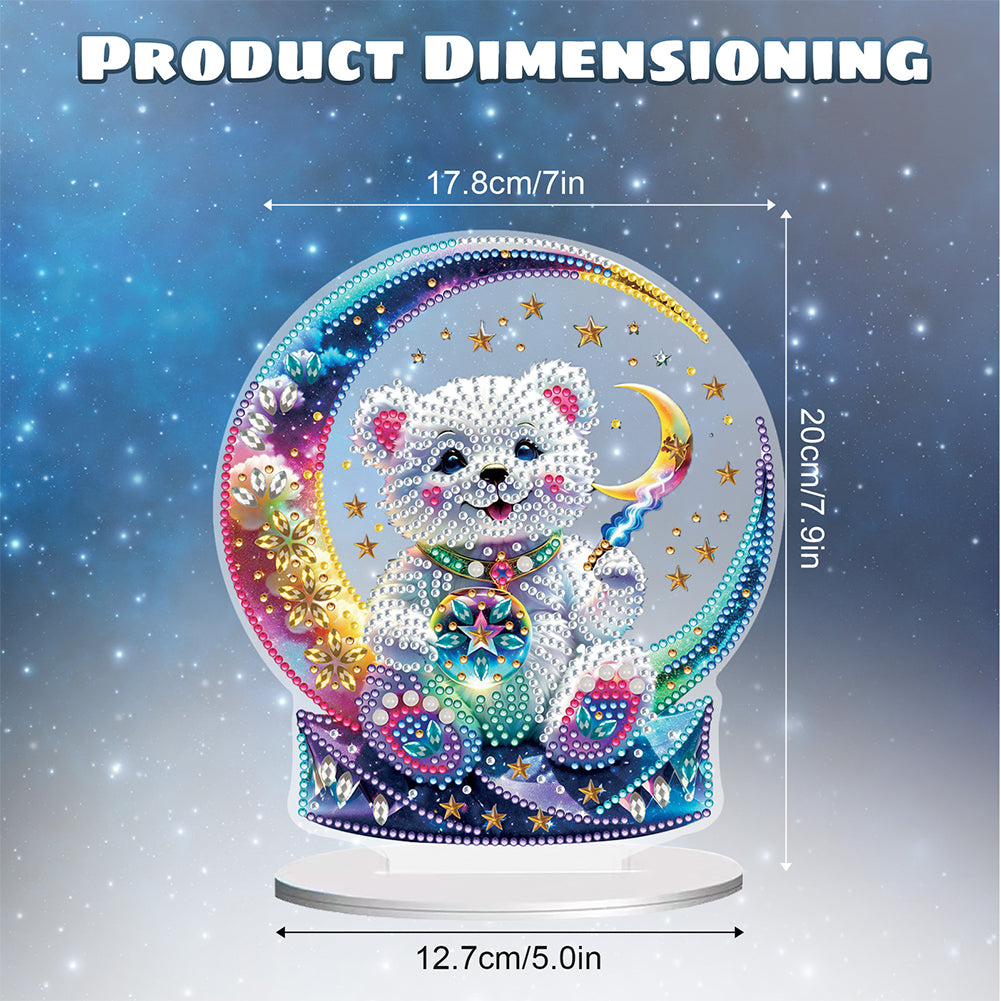Bear and Moon Diamond Painting Desktop Decorations for Home Office Desktop Decor