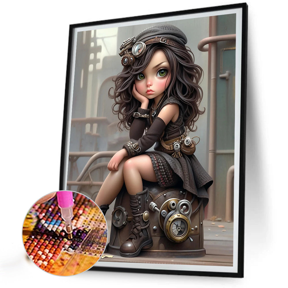 Sweet Cool Girl - Full Round Drill Diamond Painting 40*50CM