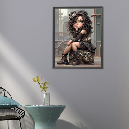 Sweet Cool Girl - Full Round Drill Diamond Painting 40*50CM