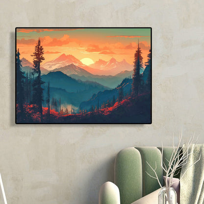 Hillside Sunset - Full Round Drill Diamond Painting 40*30CM