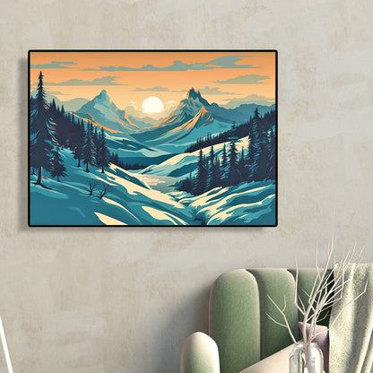 Hillside Sunset - Full Round Drill Diamond Painting 40*30CM