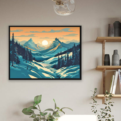 Hillside Sunset - Full Round Drill Diamond Painting 40*30CM