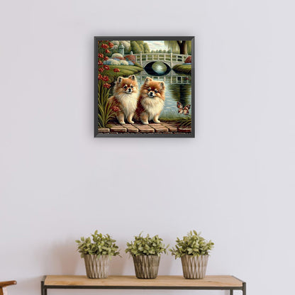 Puppy In The Park - Full Round Drill Diamond Painting 30*30CM