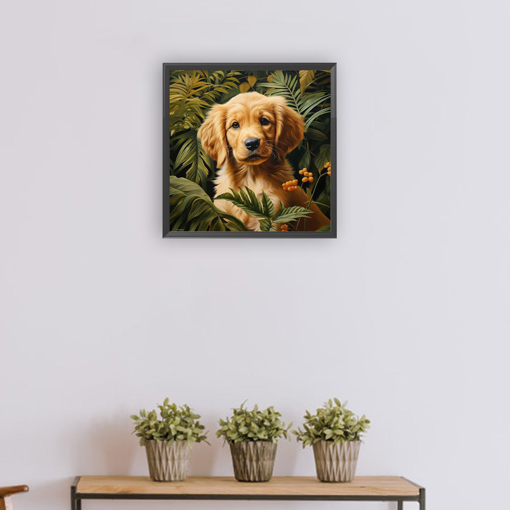 Golden Retriever Puppy - Full Round Drill Diamond Painting 30*30CM