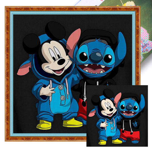 Mickey Mouse And Stitch - 11CT Stamped Cross Stitch 40*40CM