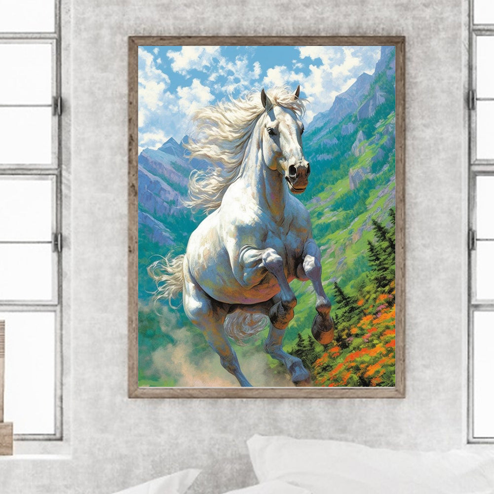 White Horse - Full Round Drill Diamond Painting 30*40CM