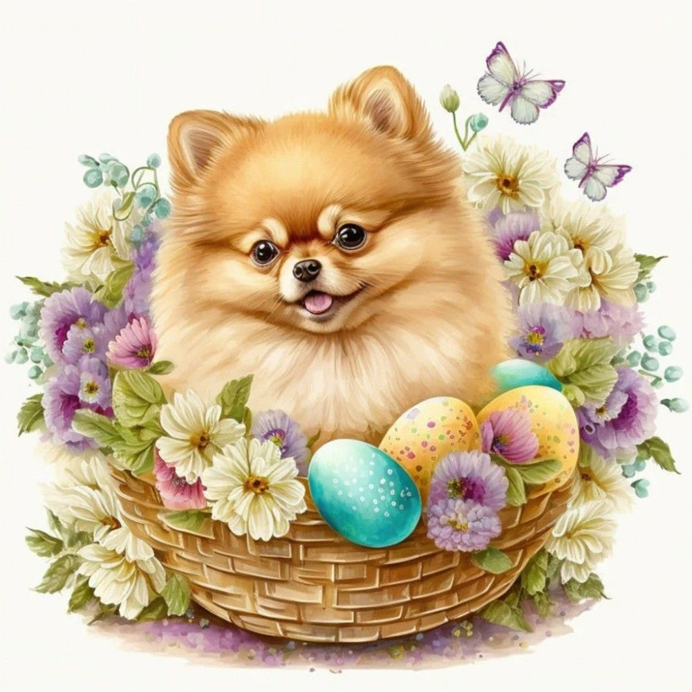 Easter Puppy - Full Round Drill Diamond Painting 30*30CM