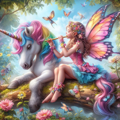 Elf And Unicorn - Full Round Drill Diamond Painting 30*30CM