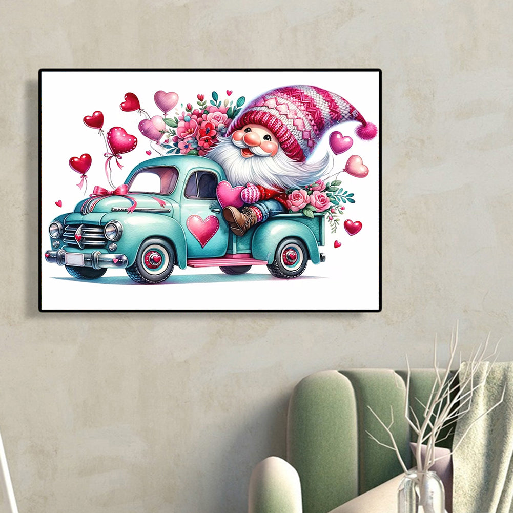 Valentine'S Day Float Gnome - Full Round Drill Diamond Painting 40*30CM