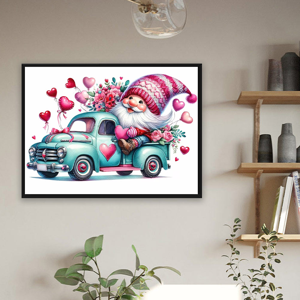 Valentine'S Day Float Gnome - Full Round Drill Diamond Painting 40*30CM