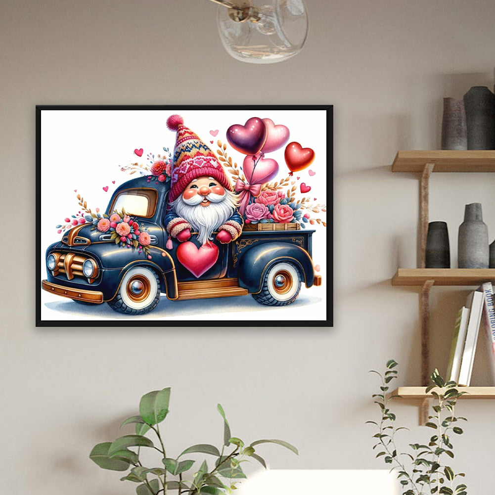 Valentine'S Day Float Gnome - Full Round Drill Diamond Painting 40*30CM