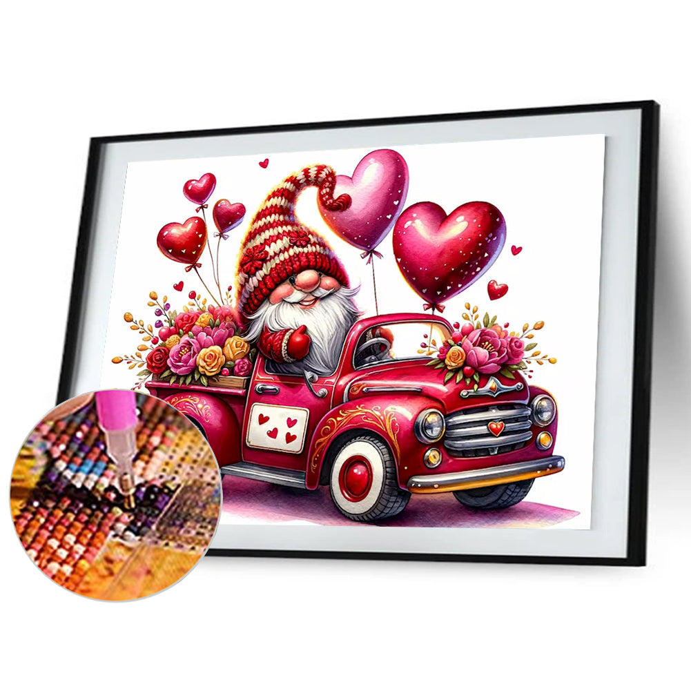 Valentine'S Day Float Gnome - Full Round Drill Diamond Painting 40*30CM