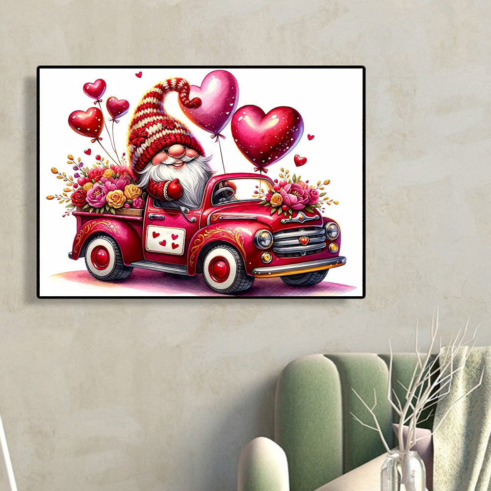 Valentine'S Day Float Gnome - Full Round Drill Diamond Painting 40*30CM