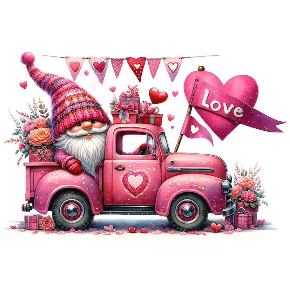 Valentine'S Day Float Gnome - Full Round Drill Diamond Painting 40*30CM