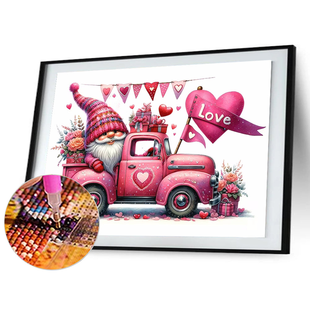Valentine'S Day Float Gnome - Full Round Drill Diamond Painting 40*30CM