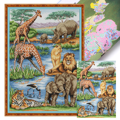 Animal World - 11CT Stamped Cross Stitch 50*70CM