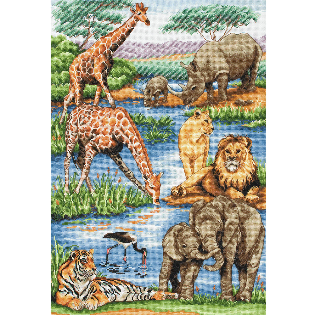Animal World - 11CT Stamped Cross Stitch 50*70CM